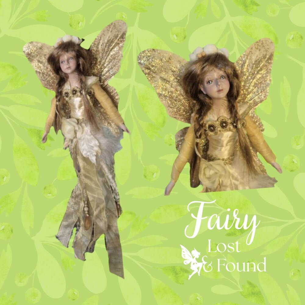 Vintage Gold & Yellow Fairy Ornament
